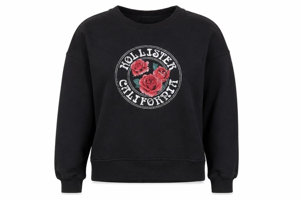 Front view of Hollister Women's Black XS Pullover Sweatshirt