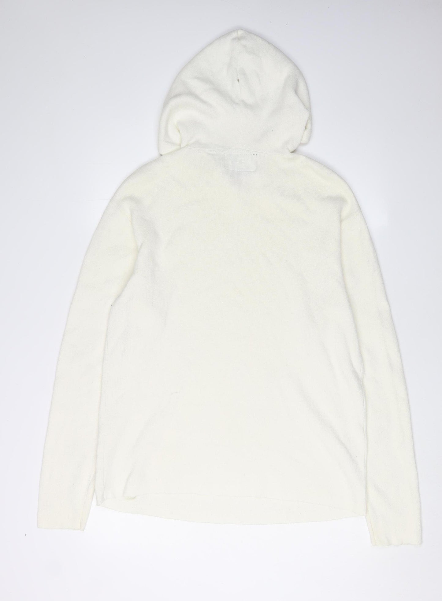 Pull & Bear Men's Ivory Hooded Pullover Jumper M