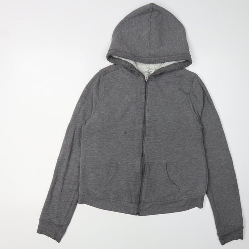 Hollister Women's Grey Full Zip Hoodie - L