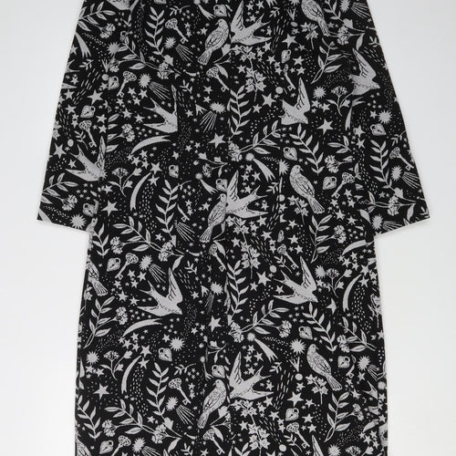 Boden Women's Black 3/4 Sleeve Animal Print Shift Dress