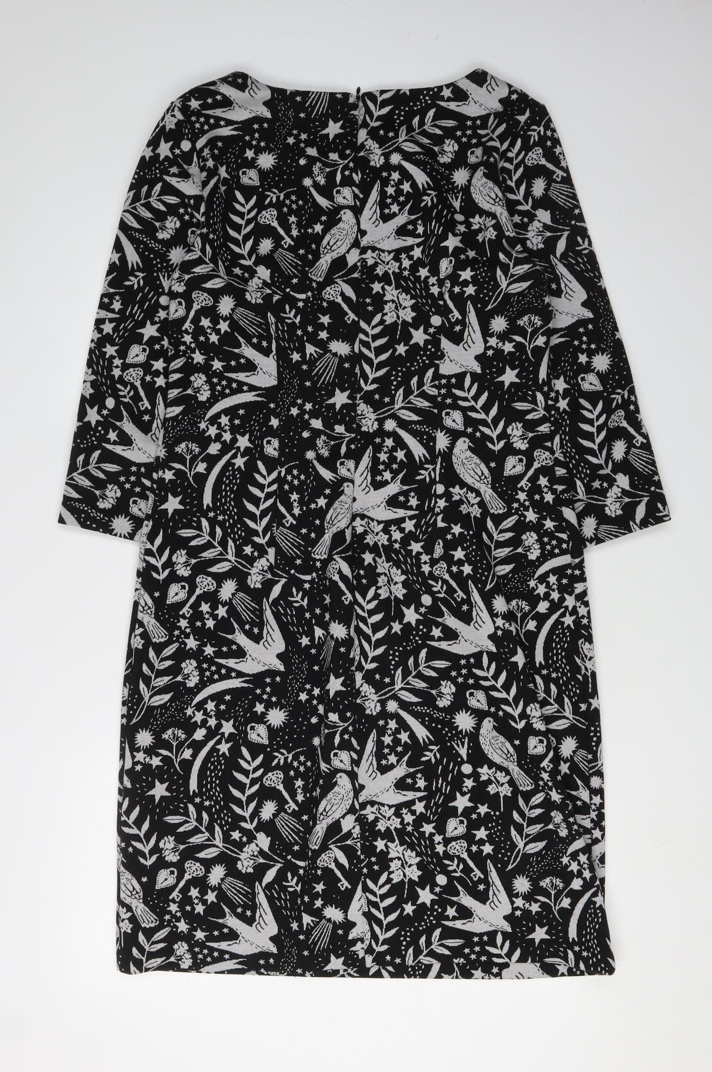 Boden Women's Black 3/4 Sleeve Animal Print Shift Dress