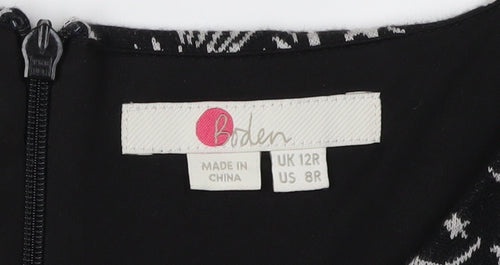 Boden Women's Black 3/4 Sleeve Animal Print Shift Dress