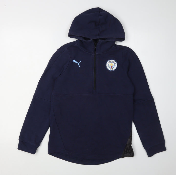 Puma Boys Blue Manchester City 1/2 Zip Hoodie 11-12 Yrs