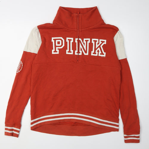 Victoria's Secret PINK Red 1/4 Zip Sweatshirt - Women S