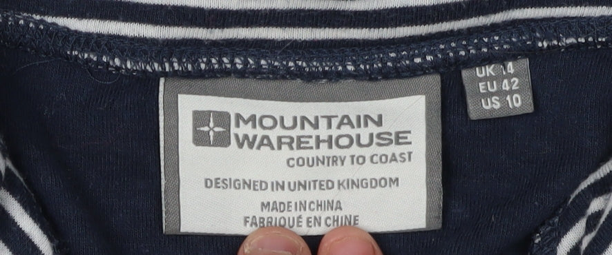 Mountain Warehouse Women's Blue Striped Full Zip Hoodie Size 14