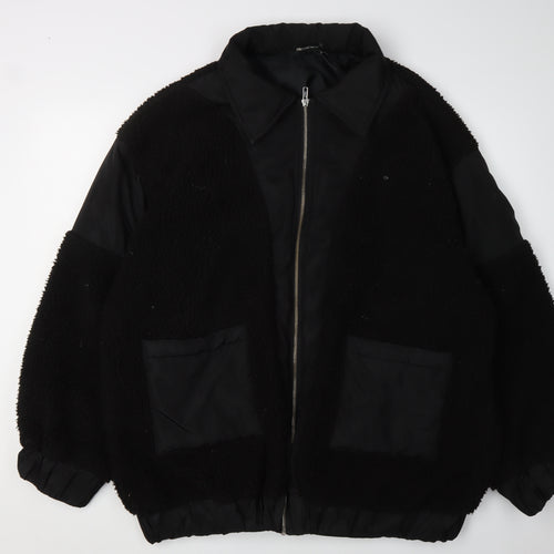 PrettyLittleThing Women's Black Fleece Jacket Size 12