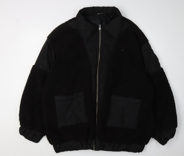 PrettyLittleThing Women's Black Fleece Jacket Size 12