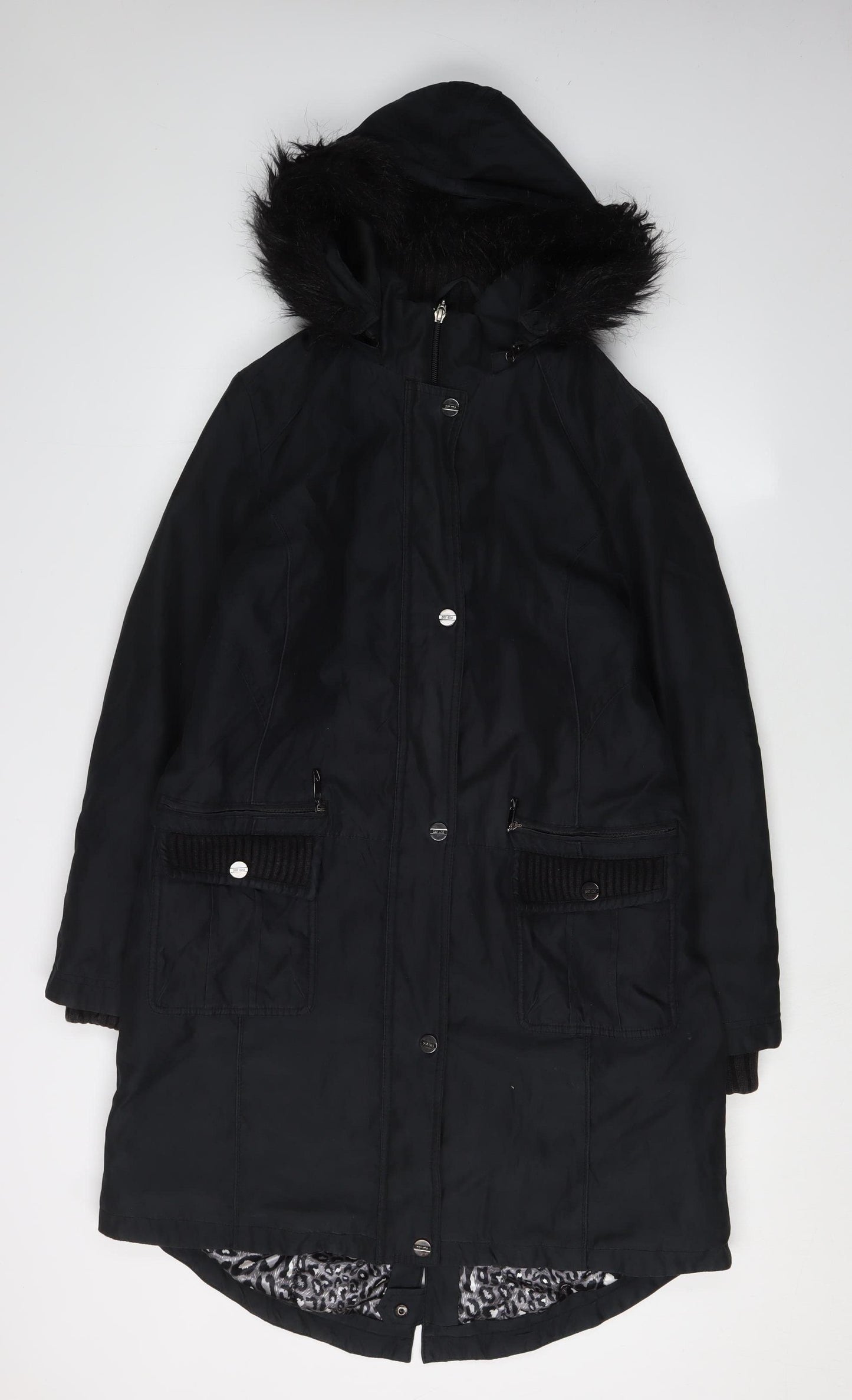 Per Una Women's Black Parka Coat M Hooded