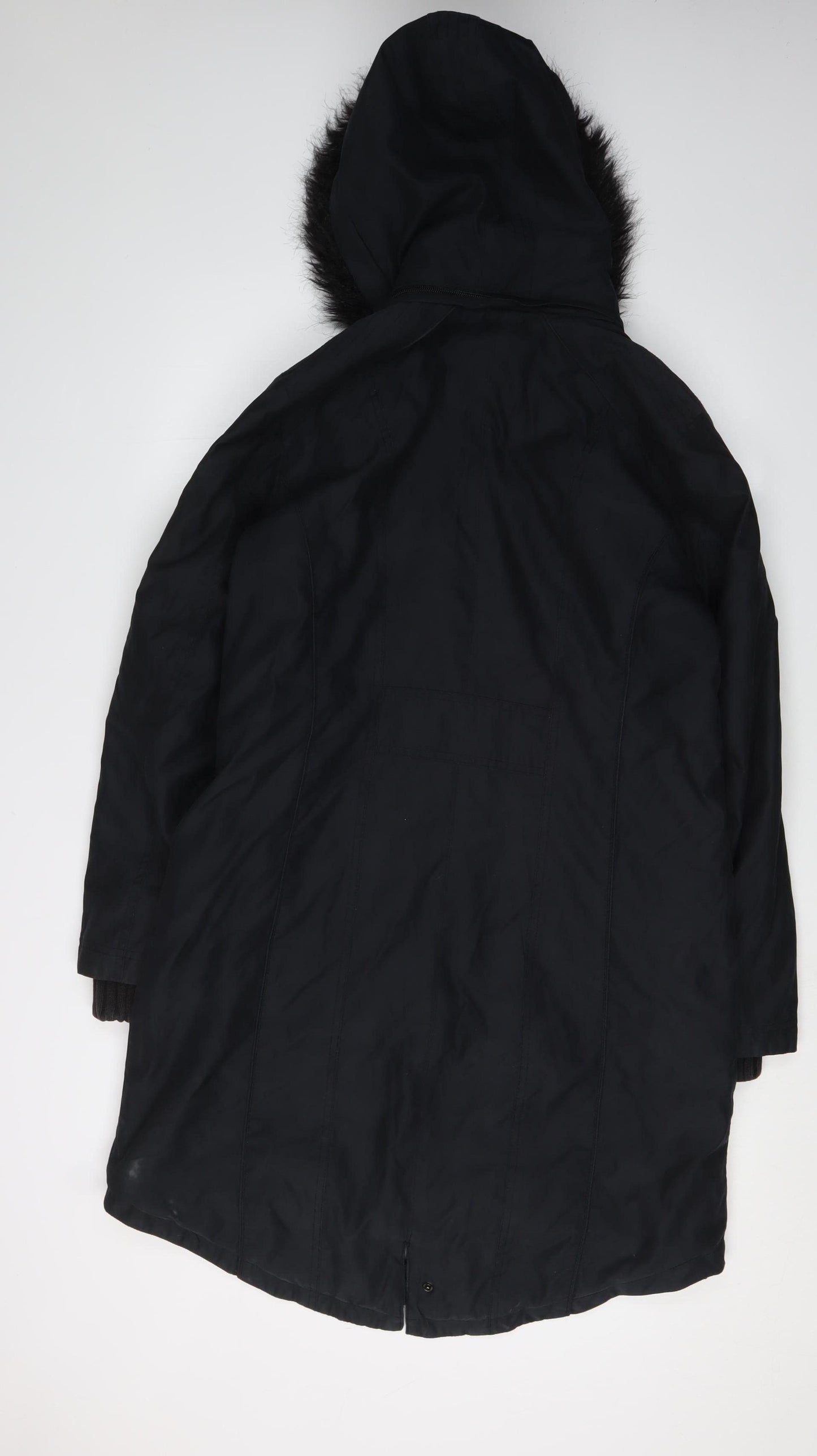 Per Una Women's Black Parka Coat M Hooded