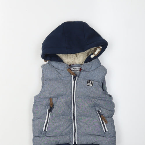 Next Baby Unisex Puffer Jacket Blue Grey 6-9 Months
