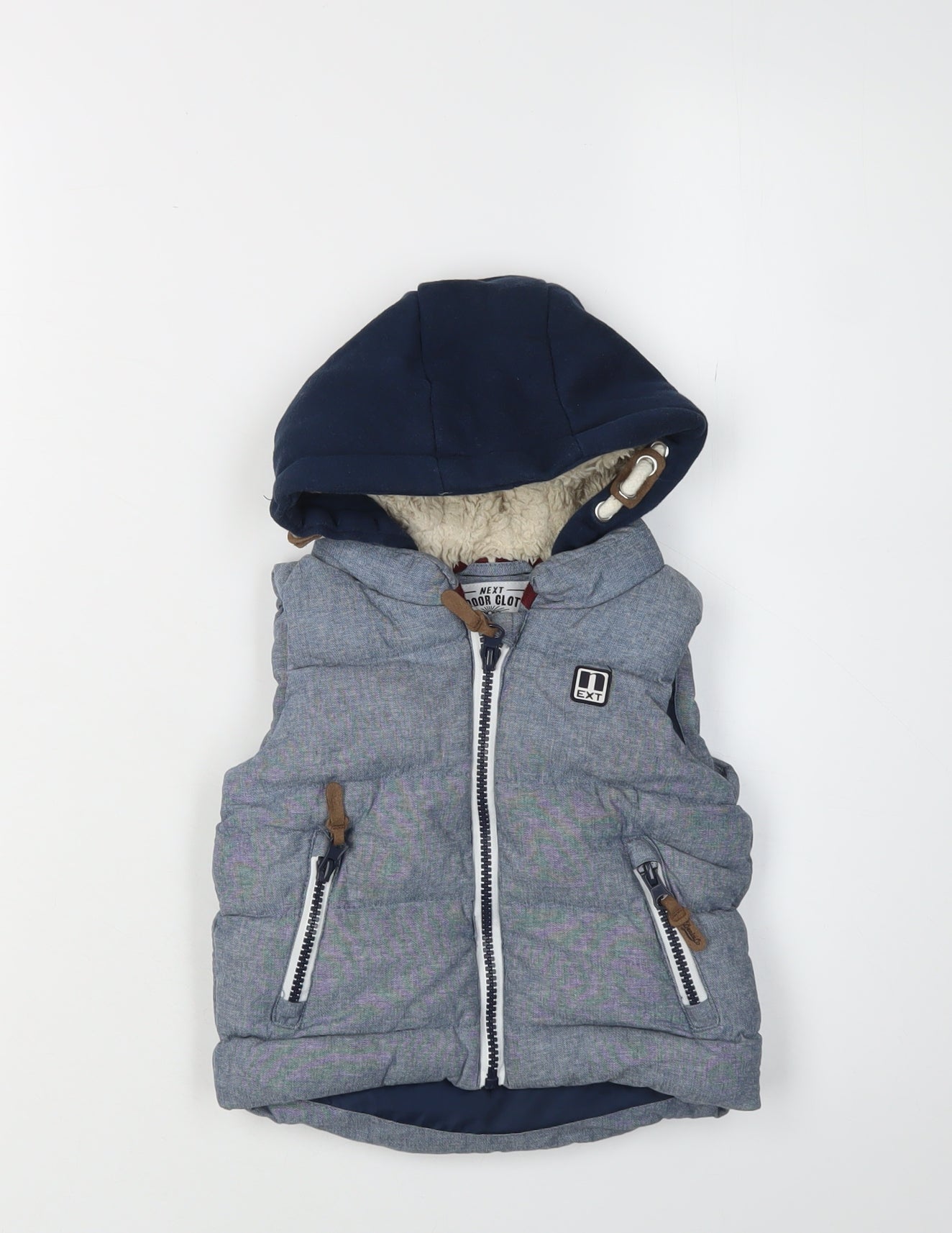 Next Baby Unisex Puffer Jacket Blue Grey 6-9 Months