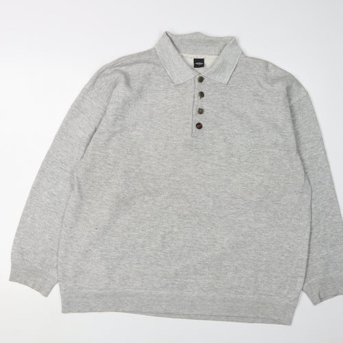 C&A Men's Grey Henley Sweatshirt L, Collared, Stylish