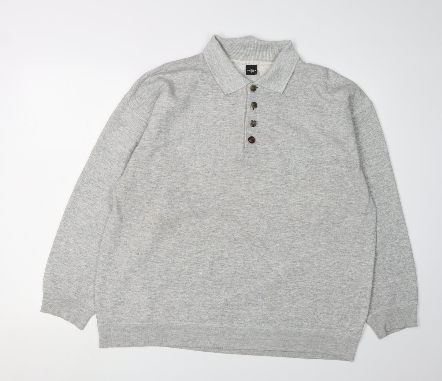 C&A Men's Grey Henley Sweatshirt L, Collared, Stylish