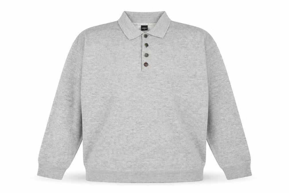 Front view of C&A Men's Grey Henley Sweatshirt L, Collared, Stylish