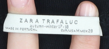 Zara Women's Black Ruffle Sleeve T-Shirt, Medium