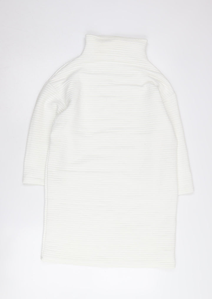 Zara Women's White High Neck Tunic Jumper S