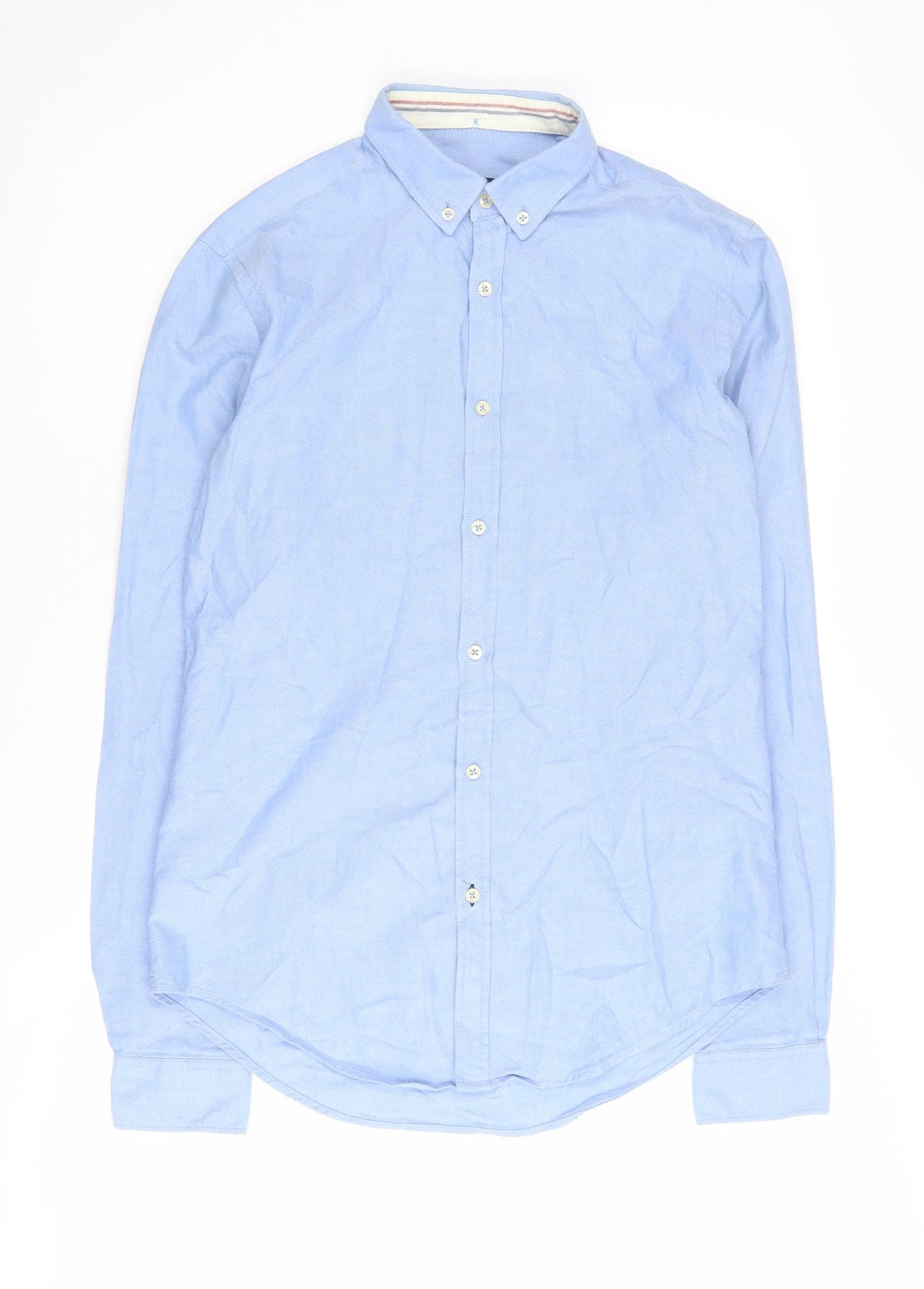 Zara Men's Blue Slim Fit Button-Up Shirt, Size S