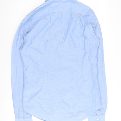 Zara Men's Blue Slim Fit Button-Up Shirt, Size S