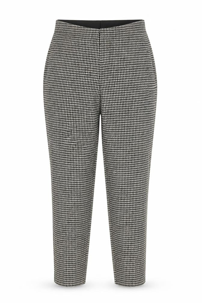 Front view of H&M Women's Black Herringbone Trousers, size M