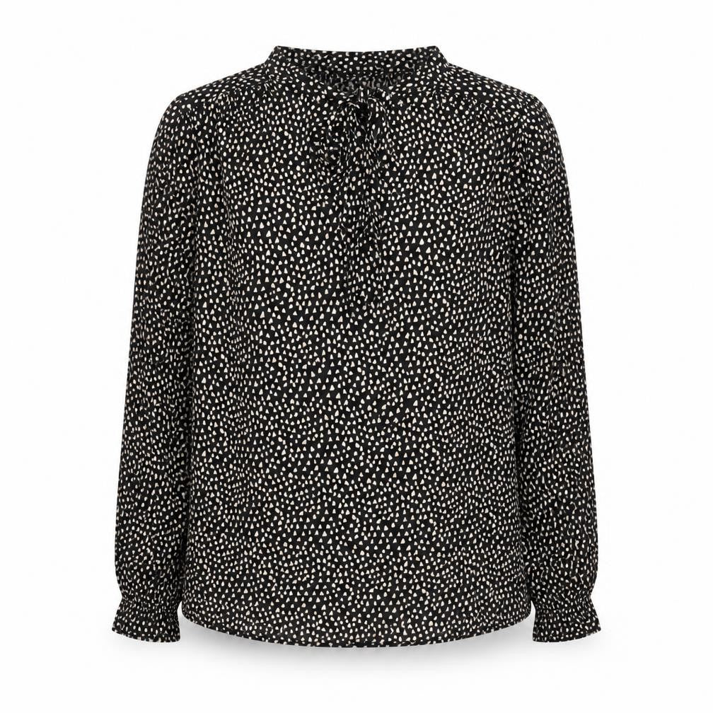 Front view of Marks & Spencer Women's Black Geometric Blouse, size 6
