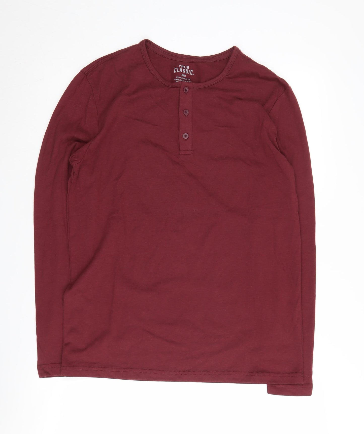 True Classic Men's Red Long Sleeve Henley T-Shirt S