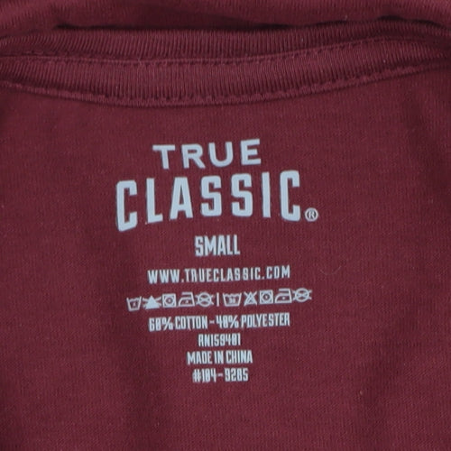 True Classic Men's Red Long Sleeve Henley T-Shirt S