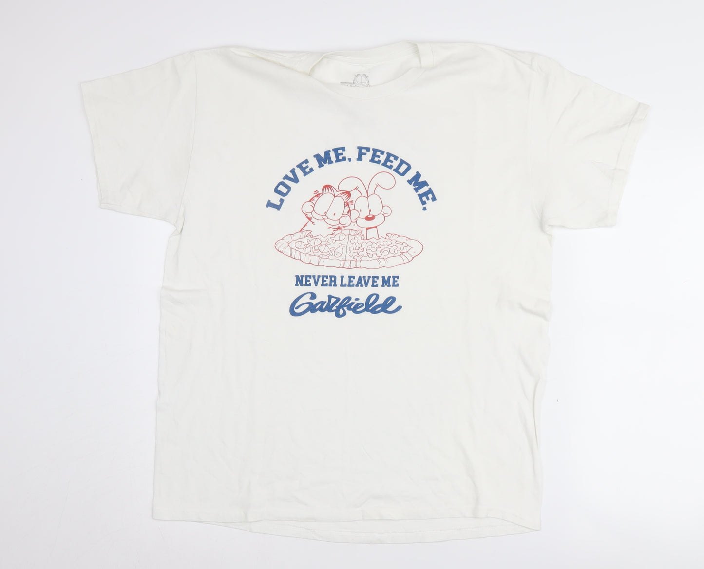 Men's Garfield White Graphic T-Shirt, M