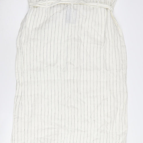 Forever 21 Women's Ivory Striped Midi Pencil Skirt