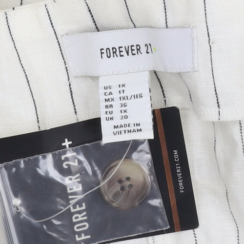 Forever 21 Women's Ivory Striped Midi Pencil Skirt