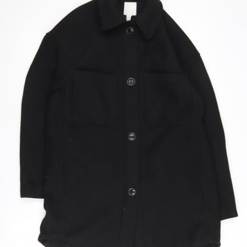 H&M Women's Black Overcoat XS Regular Fit