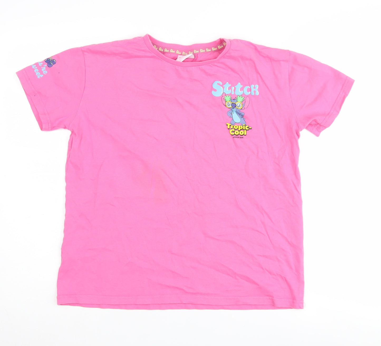Primark Disney Stitch Girls Pink Graphic T-Shirt 11-12 Years