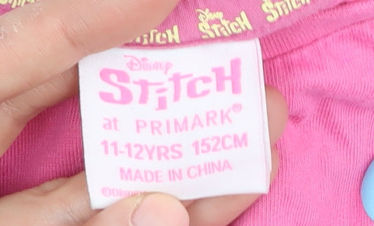 Primark Disney Stitch Girls Pink Graphic T-Shirt 11-12 Years