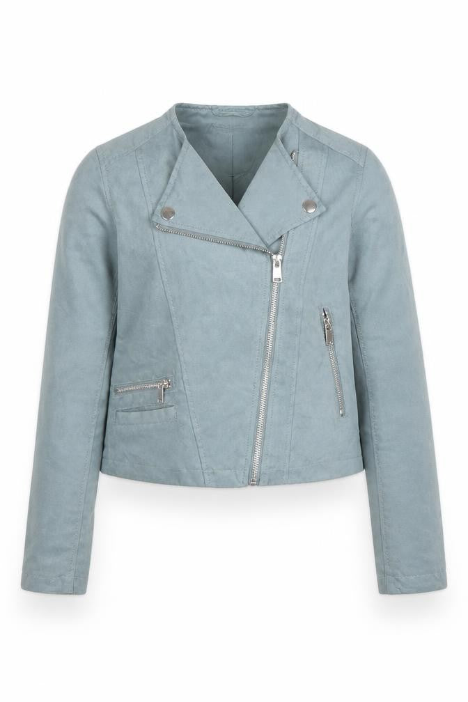 H&M Girls Green Motorcycle Jacket, 11 Years, Zipped Pockets