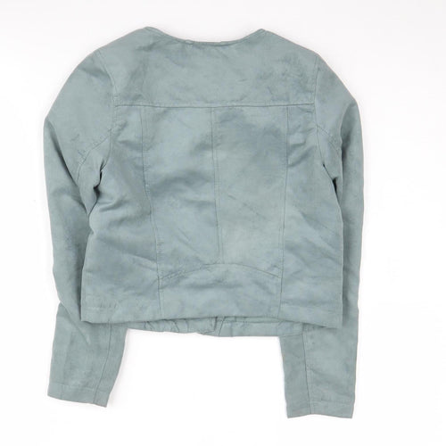 H&M Girls Green Motorcycle Jacket, 11 Years, Zipped Pockets