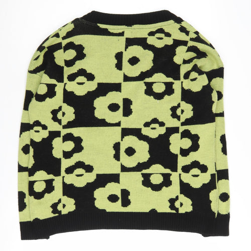 ASOS DESIGN Women's Floral Knit Jumper Size 8 Black/Green