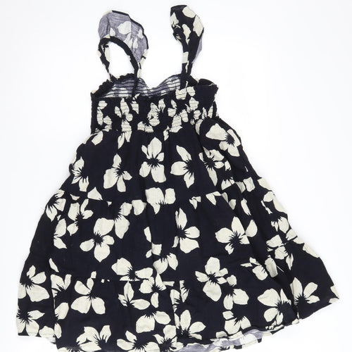 Marks and Spencer Girls Black Floral Cotton Dress 12-13 Years