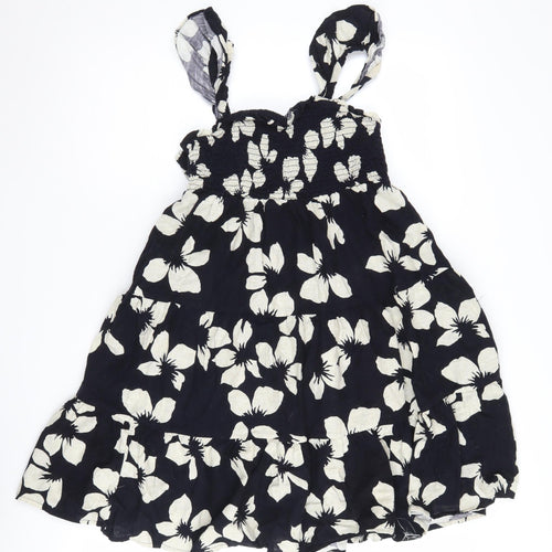 Marks and Spencer Girls Black Floral Cotton Dress 12-13 Years