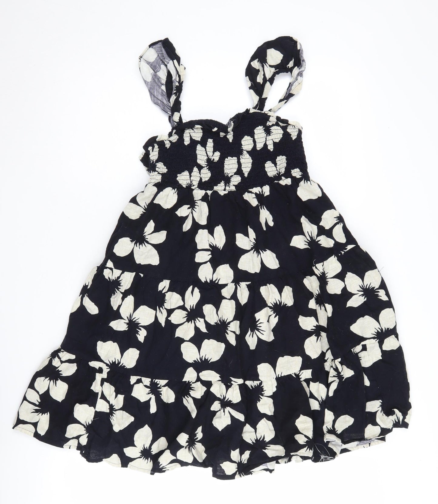 Marks and Spencer Girls Black Floral Cotton Dress 12-13 Years