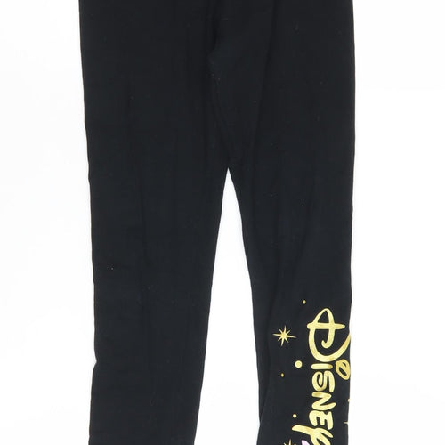 Disney Girls Black Ankle Leggings 11-12 Years Cotton Blend