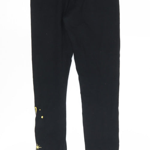Disney Girls Black Ankle Leggings 11-12 Years Cotton Blend