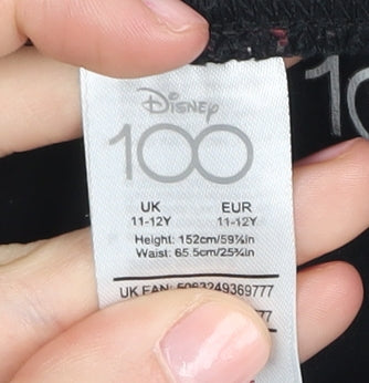 Disney Girls Black Ankle Leggings 11-12 Years Cotton Blend