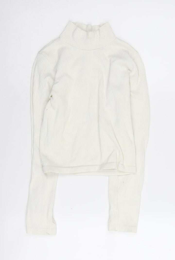 Zara Women's Ivory High Neck Pullover Jumper Size 12