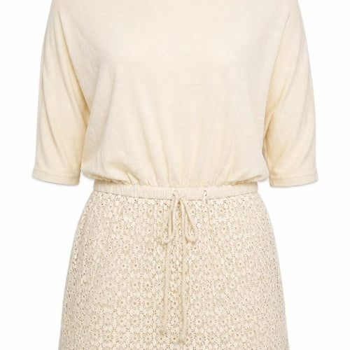 Zara Women's Beige S Short Shift Dress with Crochet Detail