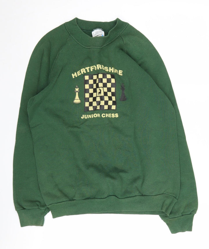 Fruit of the Loom Boys Green Chess Sweatshirt Size S
