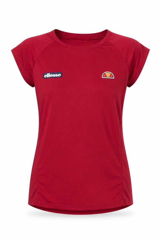 Front view of Ellesse Women's Red Athletic Pullover T-Shirt, size 8