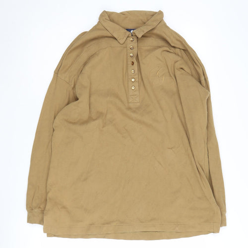 Genesis Men's Brown Long Sleeve Polo, Size L