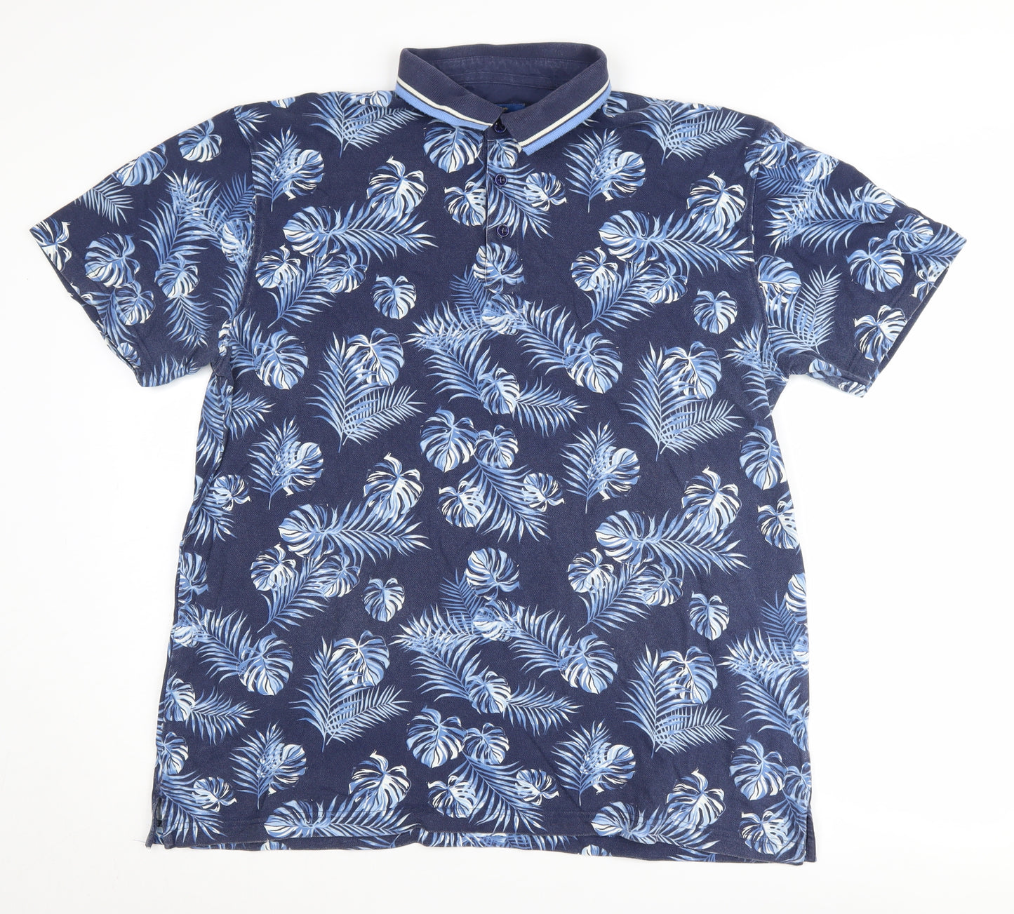 Cotton Traders Men's Blue XL Tropical Polo Shirt