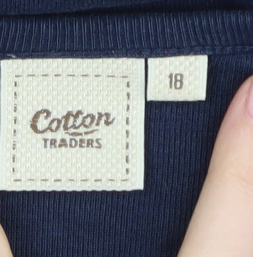 Cotton Traders Women's Blue Jersey Long Sleeve T-Shirt