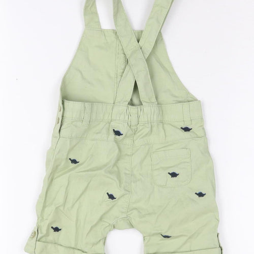 John Lewis & Partners Unisex Green Dinosaur Dungaree 9-12M
