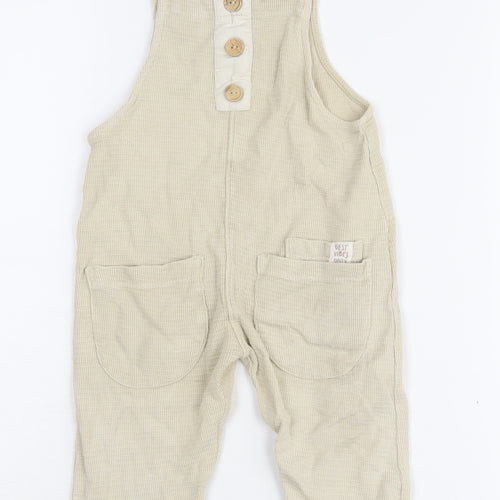 Zara Beige Baby Dungaree 9-12 Months Unisex Button Casual